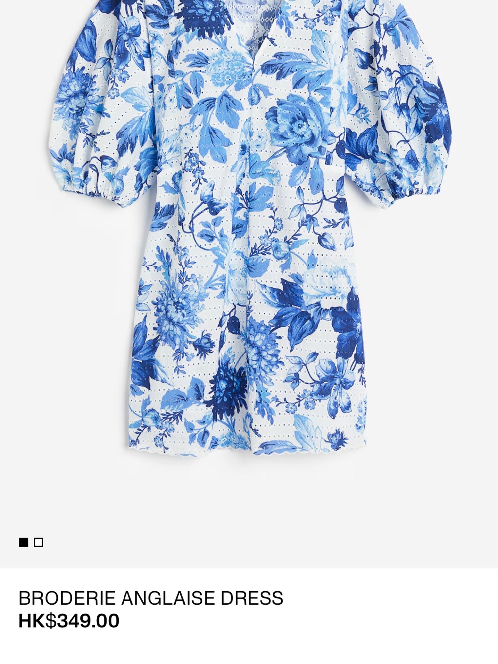 H&M White and Blue Broderie Anglaise Floral Tunic